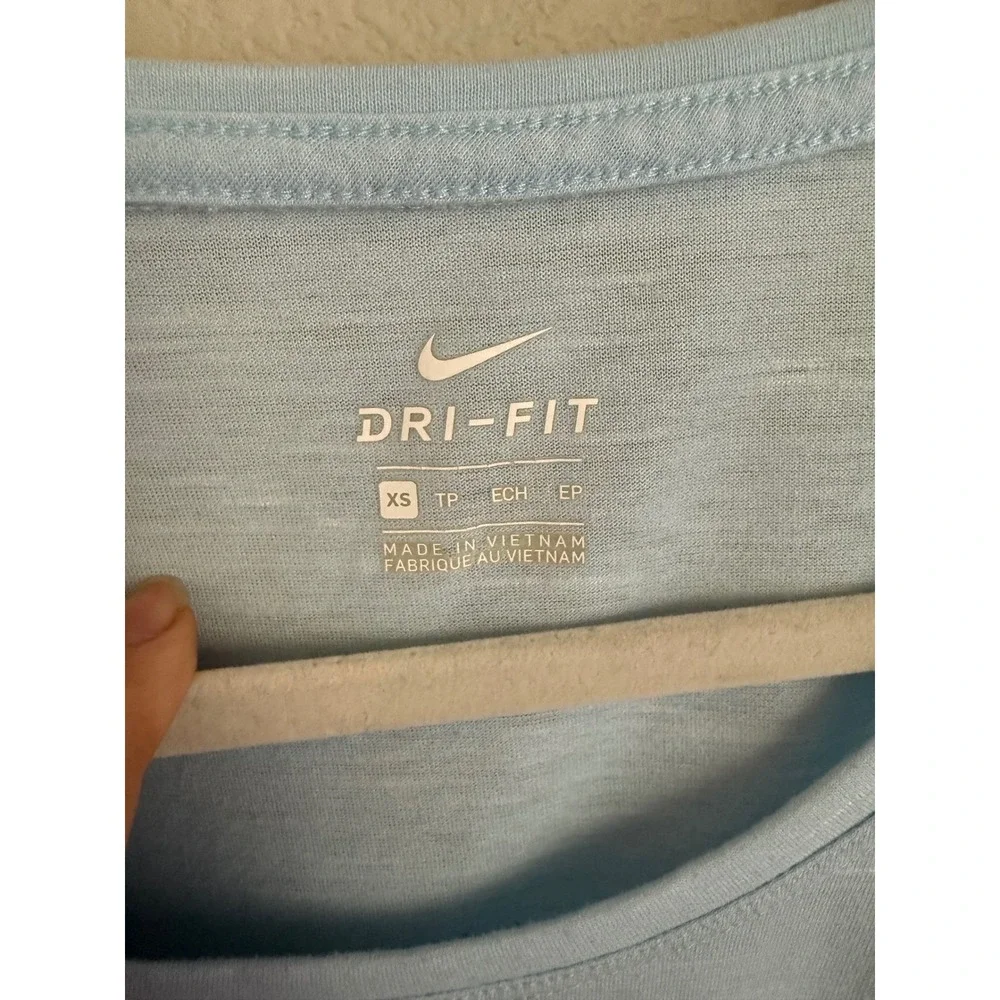 Nike Dri-FIT Scoop Neck T-Shirt Womens XS Light Blue Excellent Slub Knit Top